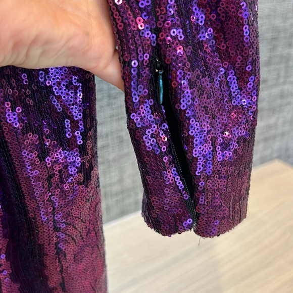 Dundas Purple Sequin Long Sleeve Mini Dress, Size S - Picture 10 of 10